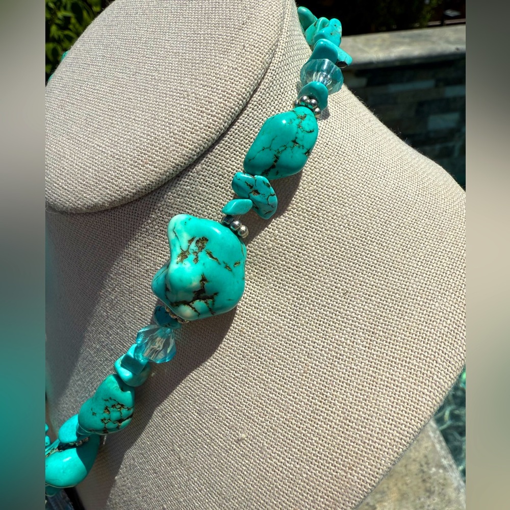 Turquoise Nuggets and Pendant Necklace - Picture 7 of 14